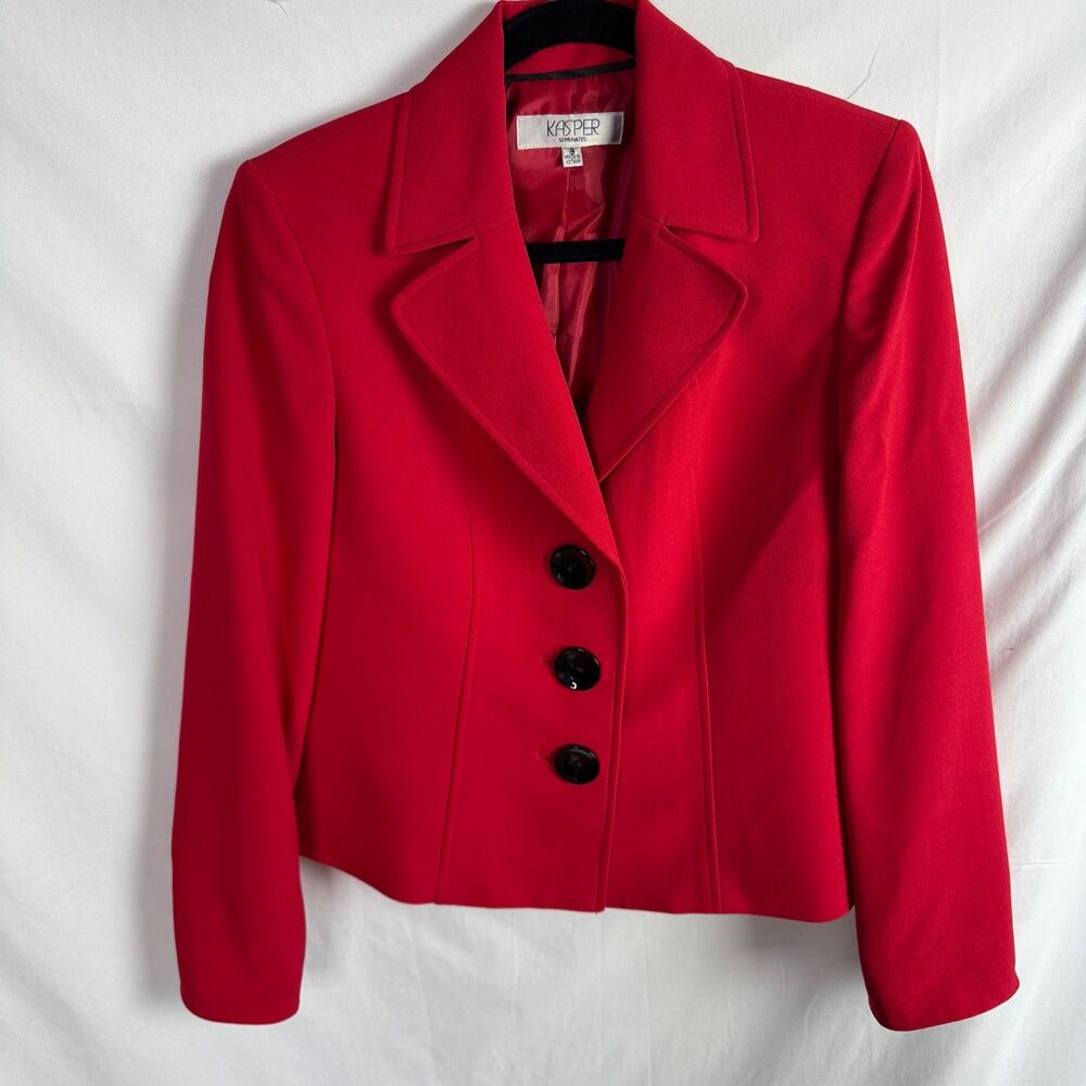 Kasper Separates Women's Blazer Jacket Size 8 Red Long Sleeves
